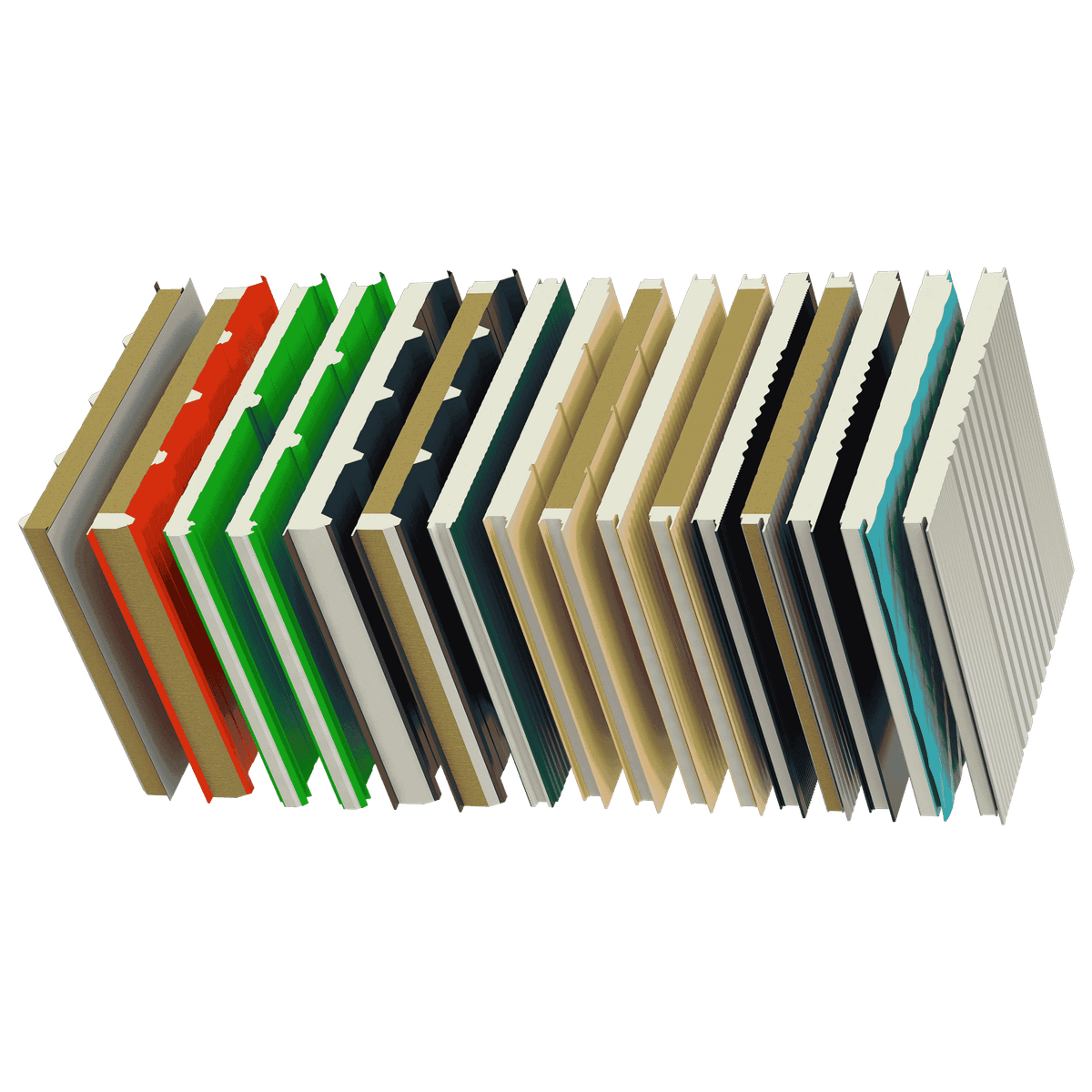 Сэндвич-панели разных цветов RAL